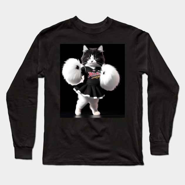 Cheerleader cat - Modern digital art Long Sleeve T-Shirt by Ai-michiart